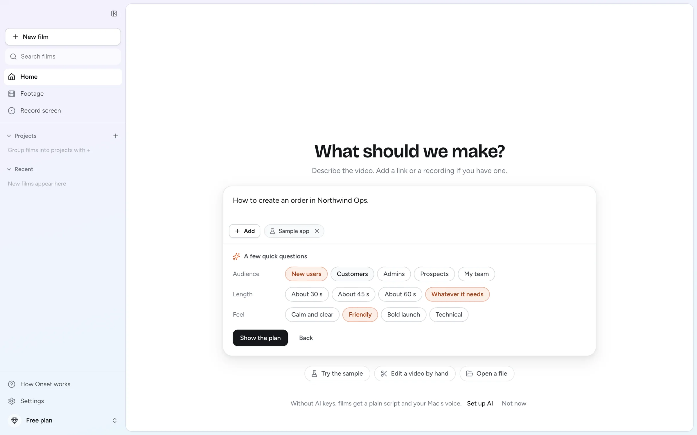 Onset's Start: a brief, a sample app and three quick questions